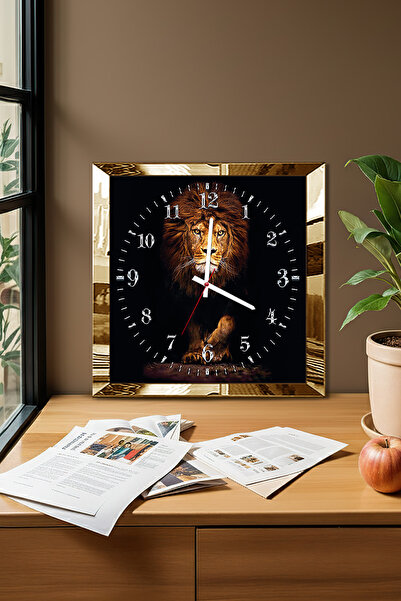 Zevahir Mobilya Dekorasyon Ceas de perete decorativ din MDF cu tematică Leu g...