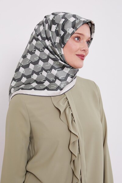 Levidor وشاح حريري منسوج بنقشة خلية النحل باللون الأخضر