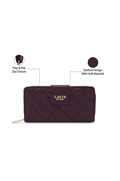 Lavie Luxe Women's Diamond25 Bifold Zip Wallet (Maroon)
