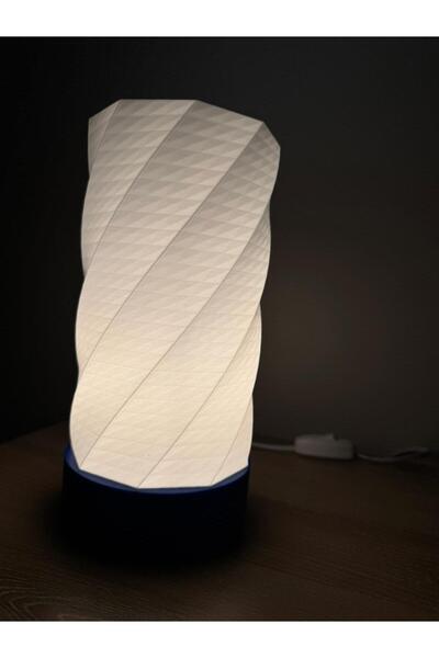 WORK3D Modern Spiral Design Blue Base Table Lamp - Decorative Lampshade
