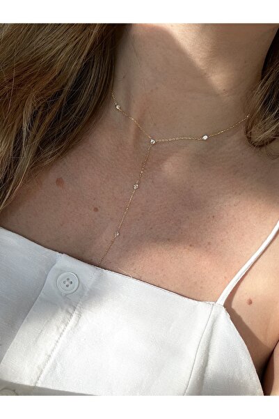 Çakıl Jewelry Işıltı Y Taşlı 925 Ayar Gümüş Kolye