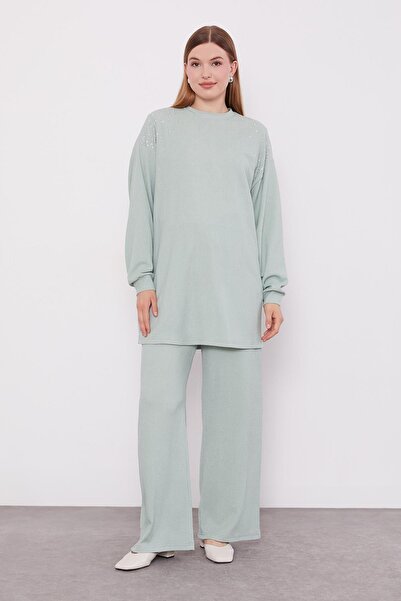 Levidor Πράσινο Μέντα Κεντημένο με Πέτρα Σετ Δύο Τεμάχια