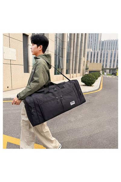 Dussdote Geantă de călătorie 3 în 1 Dussdote, capacitate mare, neagră, PVC, 60 l