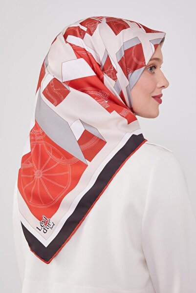 Levidor Red Cube Pattern Twill Scarf