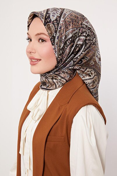 Levidor A.Brown Mixed Indian Pattern Twill Silk Scarf