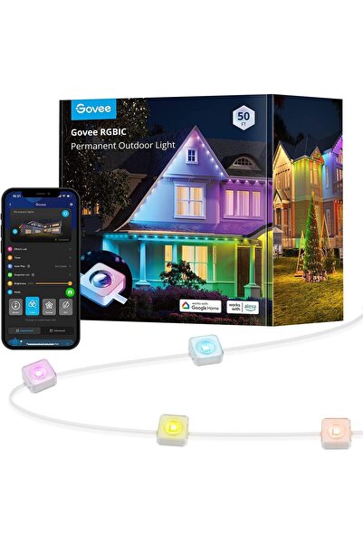 Govee Permanent Outdoor Lights, 15M with 72 LED Smart Eaves RGBIC for Outdoor, 72 Scene Modes, IP67