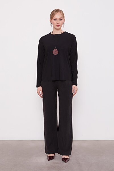 Levidor Siyah Dantel Detaylı Üçlü Ceket Takım