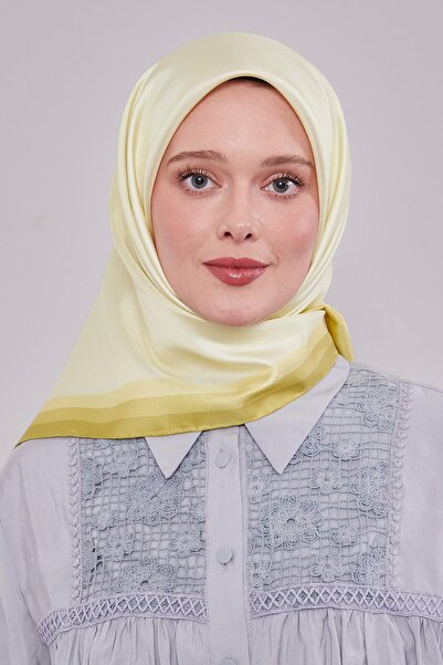 Levidor Twill Silk Scarf with Yellow Edge Border