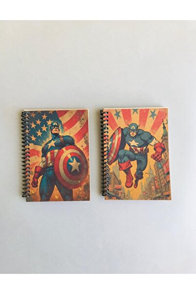 Pridas Marvel Captain America Temalı Vintage Çizgisiz 2li A6 Kraft Defter Seti