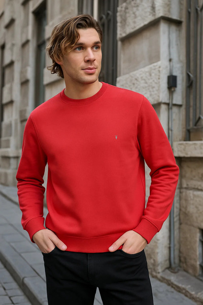 COMBİNE MİCHAİL Men's Casual Crew Neck Loose 3-Piece Sweatshirt