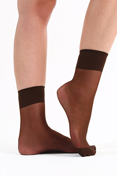 Pierre Cardin 3'lü Paket Yarı Parlak İnce Soket Çorap 15 Denye (Kahve)