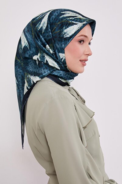 Levidor Petrol Green Reflection Look Twill Silk Scarf