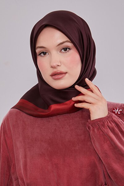 Levidor K.Bordo Kenar Bordürlü Twill İpek Eşarp