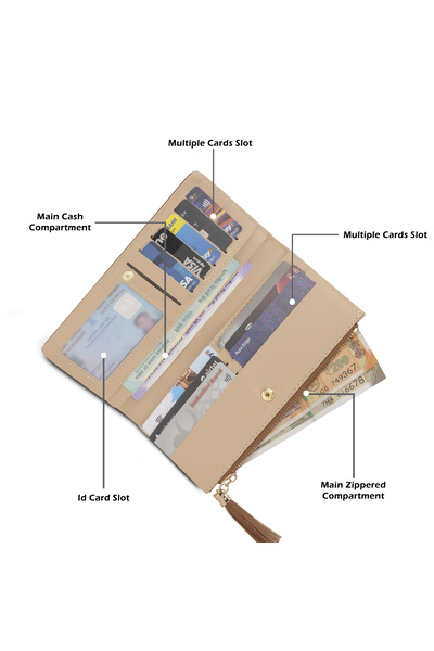 Lavie Luxe Mono Safain25 Women's Bifold Zip Wallet (Navy)