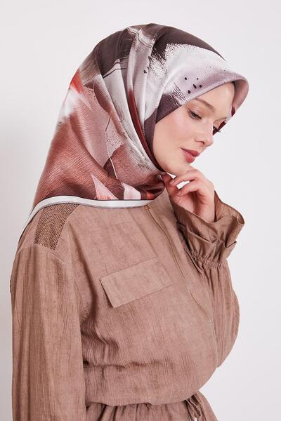 Levidor وشاح حريري بنمط أوراق الشجر الرمادية