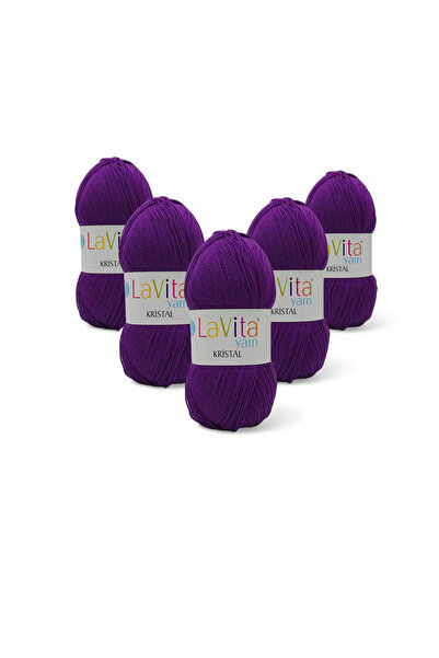 LaVita Yarn Fir de tricotat manual Crystal 100% acrilic 500gr 5 BUC (9743 VIO...