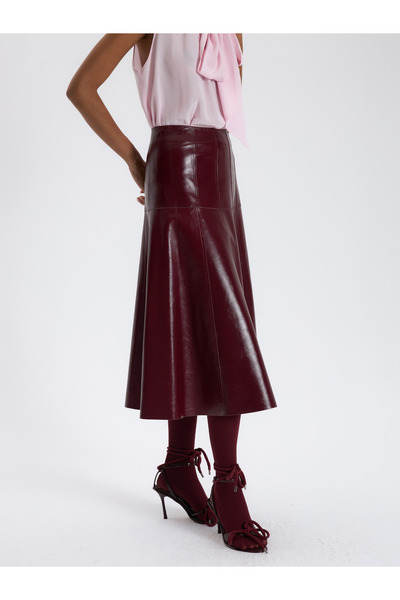BAQA Flared Leather Skirt
