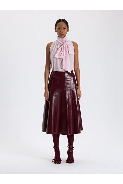 BAQA Flared Leather Skirt