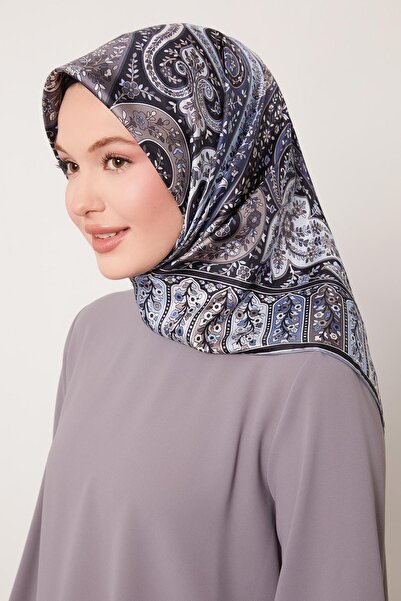 Levidor A.Blue Mixed Indian Pattern Twill Silk Scarf