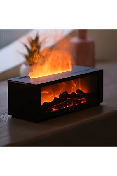 de Umidificator Aer cu Efect Flacara Tip Semineu, Difuzor Aromaterapie Uleiur...