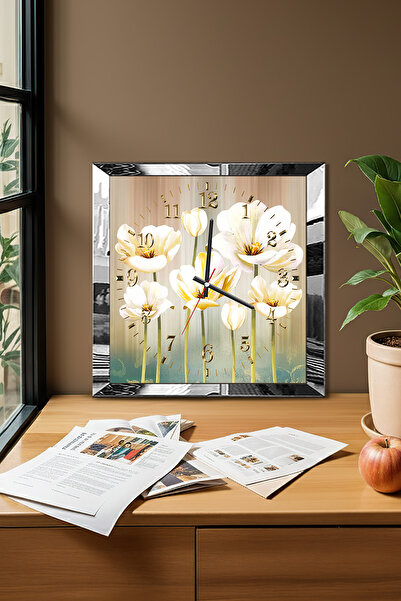 Zevahir Mobilya Dekorasyon Ceas de perete decorativ din MDF cu tematică cu fl...