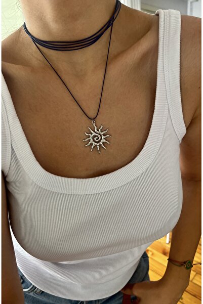 Hoop jewelery ip bağlamalı çelik güneş kolye