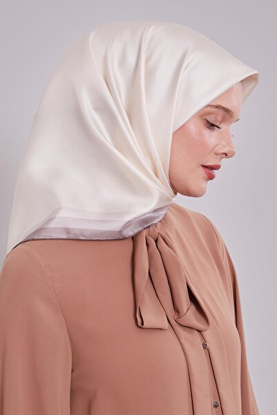 Levidor Salmon Twill Silk Scarf with Border Trim