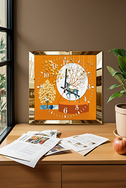 Zevahir Mobilya Dekorasyon Ceas de perete decorativ din MDF cu tematică Gazel...