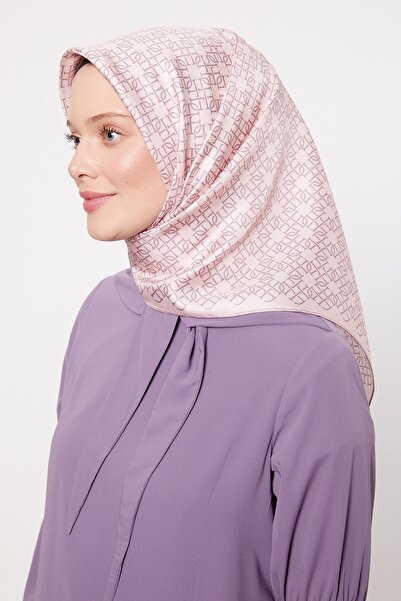 Levidor وشاح حريري منقوش بخطوط وردية