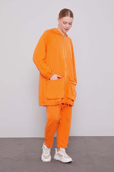 Levidor Orange Chain Detail Zippered Double Suit