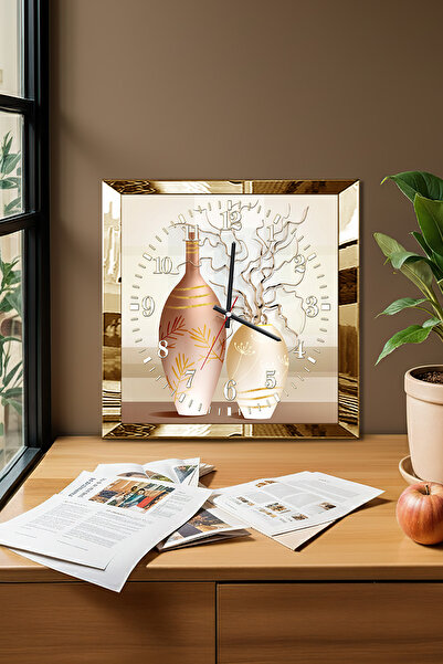 Zevahir Mobilya Dekorasyon Gold Framed Ceramic Time Themed Decorative Mdf Wall Clock