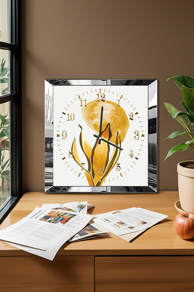 Zevahir Mobilya Dekorasyon Silver Framed Autumn Radiance Themed Decorative Mdf Wall Clock