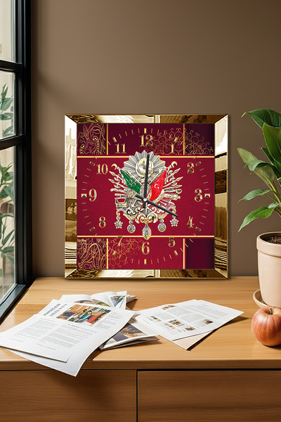 Zevahir Mobilya Dekorasyon Ceas de perete decorativ din MDF cu tematică Tugra...