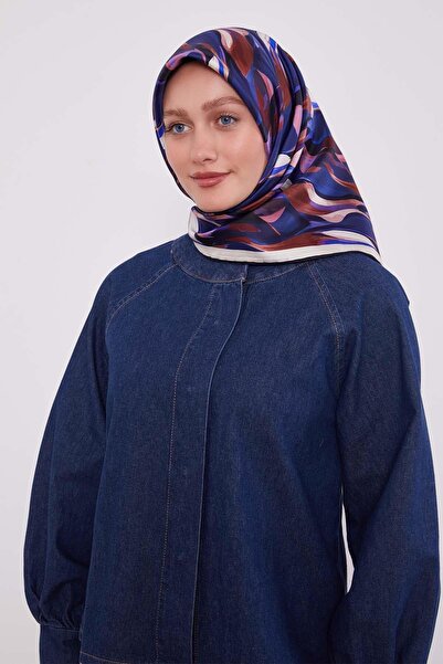 Levidor وشاح حريري منقوش باللون الأرجواني