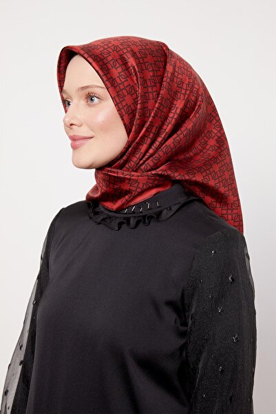 Levidor Burgundy Striped Spiral Pattern Twill Silk Scarf