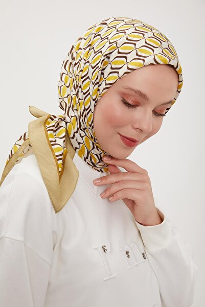 Levidor وشاح حريري بنمط بيضاوي أخضر زيتي