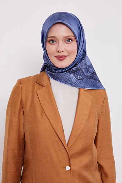 Levidor Μεταξωτό μαντήλι με μπλε ρίγες και στίγματα