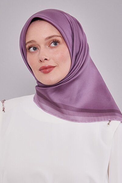Levidor Lilac Twill Silk Scarf with Border Edge