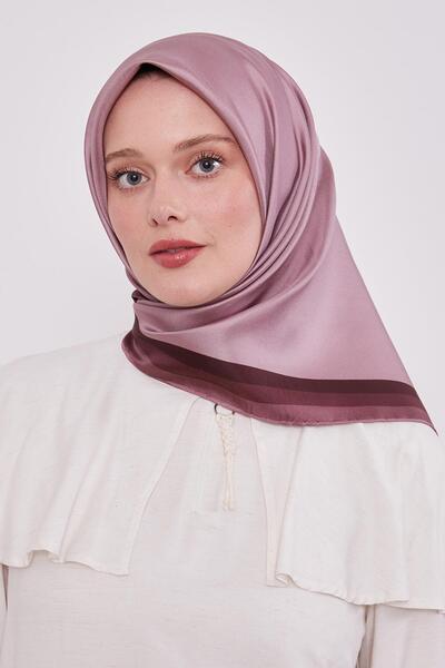 Levidor Lilac Twill Silk Scarf with Border