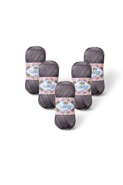 LaVita Yarn Rose Hand Knitting Yarn 100% Acrylic 500Gr 5 Pcs (6126 Dark Gray)