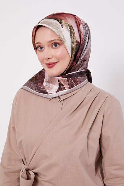 Levidor وشاح حريري بنمط تويل مخطط تجريدي من فرو المنك