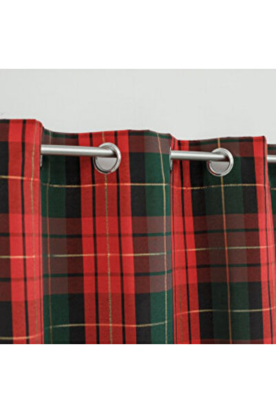 OEM Decorative Curtain with Rings, Light Blocking, Size 140 x 260 cm, Checkered Pattern