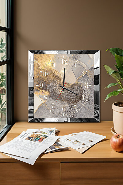 Zevahir Mobilya Dekorasyon Silver Framed Abstract Clock Themed Decorative Mdf Wall Clock