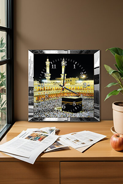 Zevahir Mobilya Dekorasyon Ceas de perete decorativ din MDF cu tematică Kaaba...