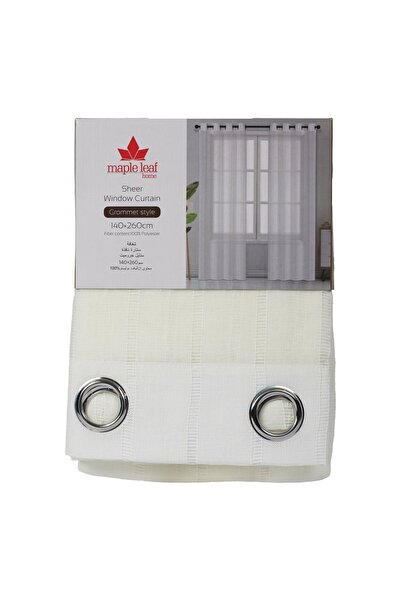 MAPLE LEAF ستارة نافذة شفافة منزلية 140 × 260 سم، بيضاء