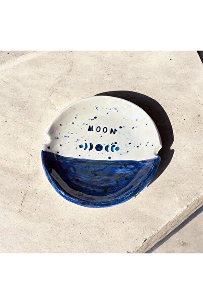 HAB TRADE El Yapımı Seramik Küllük – “Moon” Ay Evreleri Tasarımlı, Dekoratif & Şık