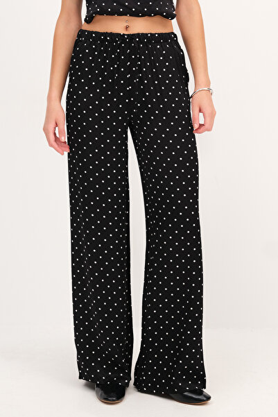 Addax Elastic Waist Polka Dot Pants Pn17512