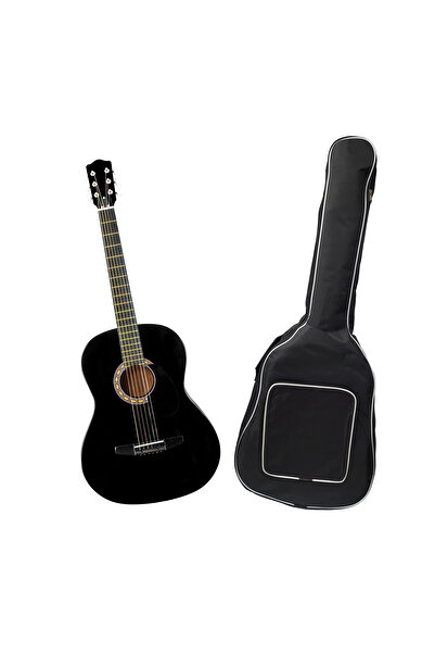 Depox Chitară clasică, 95 cm, lemn și husă incluse, neagră