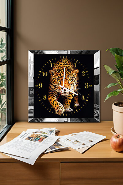 Zevahir Mobilya Dekorasyon Ceas de perete decorativ din MDF cu tematică leopa...