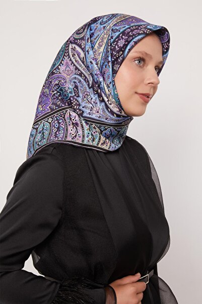 Levidor Purple Mixed Indian Pattern Twill Silk Scarf